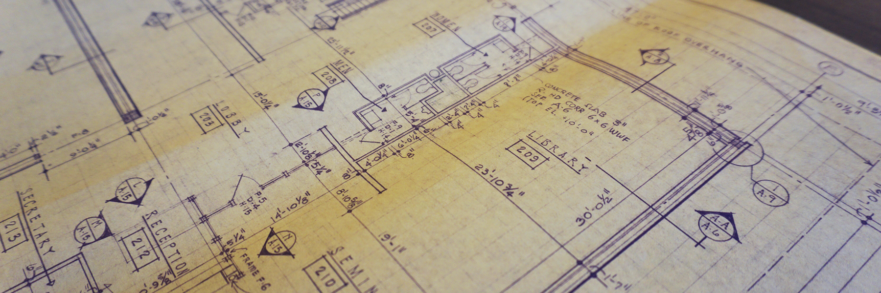 A close up view of blueprints. 